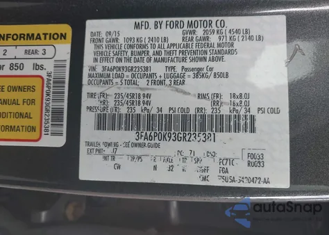 2016 Ford Fusion Titanium from USA, damaged, VIN 3FA6P0K93GR235381